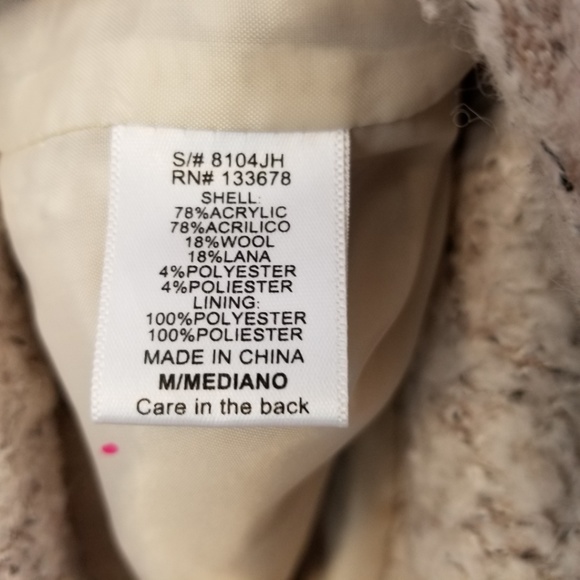 Forever 21 Oatmeal Full Zip Wool Blend Jacket Sz - Picture 4 of 7